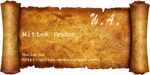 Wittek Andor névjegykártya